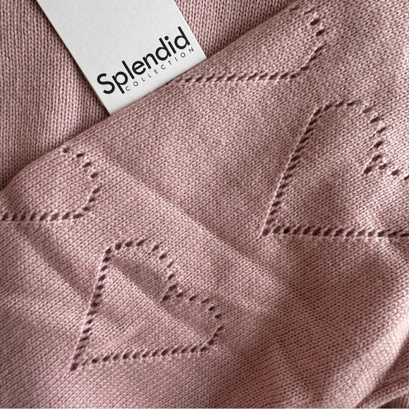SPLENDID NWT Bullock Heart Sleeve Pointelle Sweater Size XL in Petal Pink - Picture 10 of 11